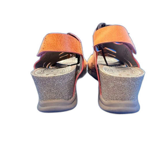 Bionica wedge orange leather sandals brown lace up  closure size 9.5 - Picture 6 of 14